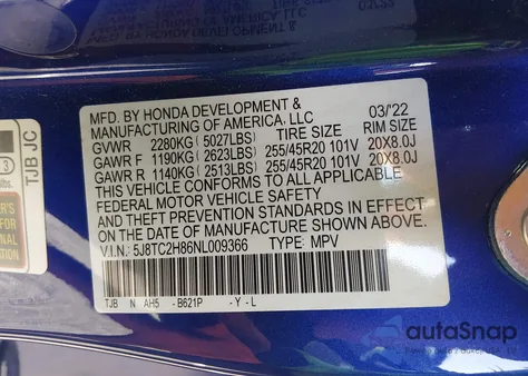 2022 Acura Rdx A-Spec Advance Package/Pmc Edition z USA, uszkodzony, nr VIN 5J8TC2H86NL009366